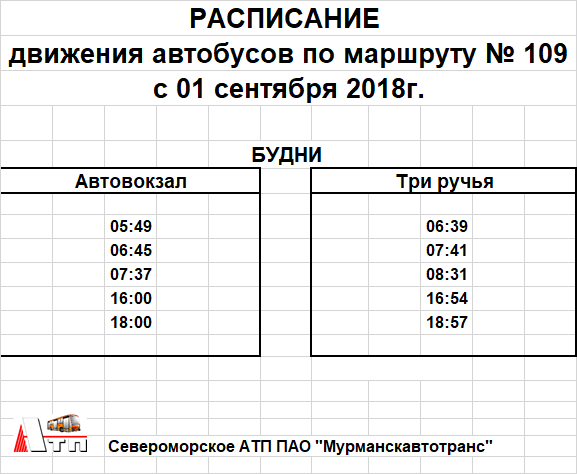 Расписание автобусов мурманск 107
