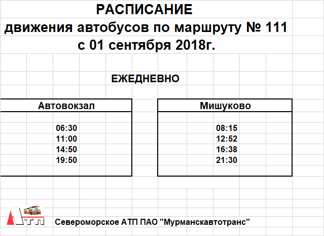 Расписание автобусов 111 никольское. 111 Автобус Мурманск Мишуково. Расписание 111 автобуса Мурманск. Расписание 111 маршрута.