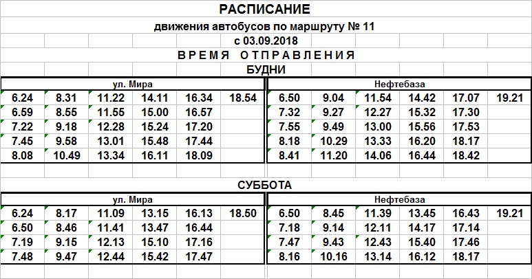 Расписание автобуса №11 ( ул.Мира - Нефтебаза ) Мурманск